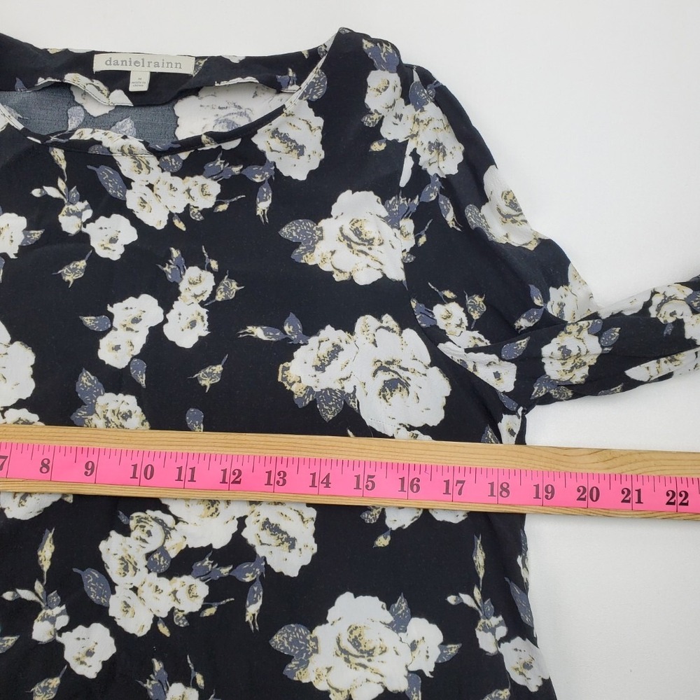 Daniel Rainn Floral‎ Chiffon Blouse Sheer Lightweight Long Sleeve Work Office M - Picture 6 of 14